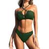 CUPSHE Women’s Bikini Sets Adjustable Halter Strappy Swimsuit Crisscross Cutout Scalloped Mid Rise(Forest Green)