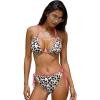 CUPSHE Women’s Bikini Sets Two Piece Swimsuit Sexy Low Rise Bathing Suits Halter Strappy Tie Stitching(Pink/Leopard)