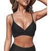 CUPSHE Women’s Bikini Top Bathing Suit V Neck Adjustable Spaghetti Straps Twist Front(Black)