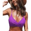 CUPSHE Women’s Bikini Top Bathing Suit V Neck Adjustable Spaghetti Straps Twist Front(Purple)