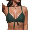 CUPSHE Womens Bikini Top Swimsuit Bandeau Top Back Tie with Removable Shoulder Straps(Dark Green)