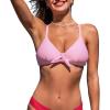 CUPSHE Womens Bikini Top Swimsuit Bandeau Top Back Tie with Removable Shoulder Straps(Rose Pink)