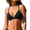 CUPSHE Women’s Bikini Top V Neck Triangle Top Crisscross Back Self Tie Spaghetti Straps(Black)