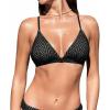 CUPSHE Women’s Bikini Top V Neck Triangle Top Crisscross Back Self Tie Spaghetti Straps(Black/Striped)