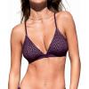 CUPSHE Women’s Bikini Top V Neck Triangle Top Crisscross Back Self Tie Spaghetti Straps(Dark Purple/Striped)