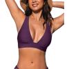 CUPSHE Women’s Bikini Top V Neck Triangle Top Wide Straps Cross Back Lace up(Grape Purple)