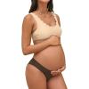 CUPSHE Women’s Maternity Bikini Sets Pregnancy Swimsuit Low Rise Scalloped Scoop Neck Adjustable Straps Back Hook(Beige/Brown)