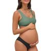 CUPSHE Women’s Maternity Bikini Sets Pregnancy Swimsuit Low Rise Scalloped Scoop Neck Adjustable Straps Back Hook(Olive Green/Black)