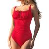 CUPSHE Women’s One Piece Swimsuit Bathing Suit Square Neck Back Cut Out Drawstring Self Tie Back Hook(True Red)