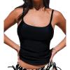 CUPSHE Women’s Tankini Top Scoop Neck Swimsuit Tummy Control Swimwear Top Only Ruched Bathing Suit Top(Black)