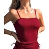 CUPSHE Women’s Tankini Top Swimsuit Tummy Control Swim Top Only Drawstring Bathing Suit Tank Top Textured(Maroon Red)