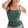 CUPSHE Women’s Tankini Top Swimsuit Tummy Control Swim Top Only Drawstring Bathing Suit Tank Top Textured(Sage Green)