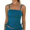 CUPSHE Women’s Tankini Top Swimsuit Tummy Control Swim Top Only Drawstring Bathing Suit Tank Top Textured(Teal Blue)