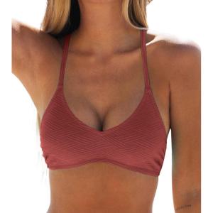 CUPSHE Bikini Top for Women Bathing Suit Criss Cross Self Tie Spaghetti Straps V Neck(Red)