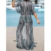 CUPSHE Kimono Swimsuit Coverup for Women Open Front Striped Maxi Cardigan Beach Cover Up(Black Stripes)