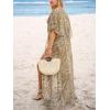 CUPSHE Kimono Swimsuit Coverup for Women Open Front Striped Maxi Cardigan Beach Cover Up(Grass Green Patterned)