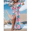 CUPSHE Kimono Swimsuit Coverup for Women Open Front Striped Maxi Cardigan Beach Cover Up(Green Red)