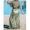 CUPSHE Kimono Swimsuit Coverup for Women Open Front Striped Maxi Cardigan Beach Cover Up(Green Stripes)