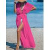 CUPSHE Kimono Swimsuit Coverup for Women Open Front Striped Maxi Cardigan Beach Cover Up(Hot Pink)