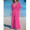 CUPSHE Kimono Swimsuit Coverup for Women Open Front Striped Maxi Cardigan Beach Cover Up(Hot Pink)