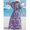 CUPSHE Kimono Swimsuit Coverup for Women Open Front Striped Maxi Cardigan Beach Cover Up(Hot Pink Floral)