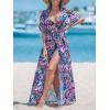 CUPSHE Kimono Swimsuit Coverup for Women Open Front Striped Maxi Cardigan Beach Cover Up(Hot Pink Floral)
