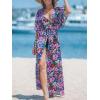 CUPSHE Kimono Swimsuit Coverup for Women Open Front Striped Maxi Cardigan Beach Cover Up(Hot Pink Floral)