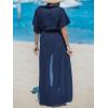 CUPSHE Kimono Swimsuit Coverup for Women Open Front Striped Maxi Cardigan Beach Cover Up(Navy Blue)