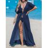 CUPSHE Kimono Swimsuit Coverup for Women Open Front Striped Maxi Cardigan Beach Cover Up(Navy Blue)