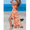 CUPSHE Kimono Swimsuit Coverup for Women Open Front Striped Maxi Cardigan Beach Cover Up(Orange Leaf)