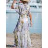 CUPSHE Kimono Swimsuit Coverup for Women Open Front Striped Maxi Cardigan Beach Cover Up(Purple Leaf)