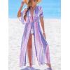 CUPSHE Kimono Swimsuit Coverup for Women Open Front Striped Maxi Cardigan Beach Cover Up(Purple Patternd)