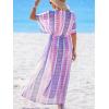 CUPSHE Kimono Swimsuit Coverup for Women Open Front Striped Maxi Cardigan Beach Cover Up(Purple Patternd)
