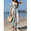 CUPSHE Kimono Swimsuit Coverup for Women Open Front Striped Maxi Cardigan Beach Cover Up(Teal)