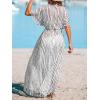 CUPSHE Kimono Swimsuit Coverup for Women Open Front Striped Maxi Cardigan Beach Cover Up(White Stripes)