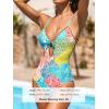 CUPSHE One Piece Swimsuit Women Keyhole V Neck Color Block Bathing Suit Cutout Back Crisscross Self Tie Swimwear(Turquoise/Coral Pink)