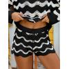 CUPSHE Striped Cover Up Shorts for Women Drawstring Waist Knit Swimsuit Coverup Beach Shorts Casual Bikini Cover Up(Black Striped)