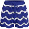 CUPSHE Striped Cover Up Shorts for Women Drawstring Waist Knit Swimsuit Coverup Beach Shorts Casual Bikini Cover Up(Royal Blue Striped)