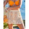 CUPSHE Women Crochet Cover Up Skirt Hollow Out Knit Beach Wrap Mini Skirt(Beige)
