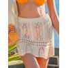 CUPSHE Women Crochet Cover Up Skirt Hollow Out Knit Beach Wrap Mini Skirt(Beige)