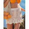 CUPSHE Women Crochet Cover Up Skirt Hollow Out Knit Beach Wrap Mini Skirt(Beige)
