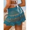 CUPSHE Women Crochet Coverup Skirt Drawstring Knit Mini Skirt Coverup for Swimwear(Peacock Blue)