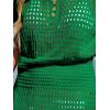 CUPSHE Women Crochet Swim Cover Up Short Sleeve V Neck Bathing Suit Beach Dress Summer Swimwear Coverups(Forest Green)