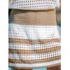 CUPSHE Women Crochet Swim Cover Up Short Sleeve V Neck Bathing Suit Beach Dress Summer Swimwear Coverups(Striped Brown)