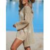 CUPSHE Women Crochet Swimsuit Cover Ups One Shoulder Long Sleeve Beach Coverup Tops(Apricot)