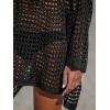 CUPSHE Women Crochet Swimsuit Cover Ups One Shoulder Long Sleeve Beach Coverup Tops(Black)