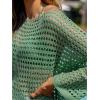 CUPSHE Women Crochet Swimsuit Cover Ups One Shoulder Long Sleeve Beach Coverup Tops(Light Green)