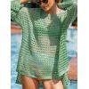 CUPSHE Women Crochet Swimsuit Cover Ups One Shoulder Long Sleeve Beach Coverup Tops(Light Green)