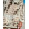 CUPSHE Women Crochet Swimsuit Cover Ups One Shoulder Long Sleeve Beach Coverup Tops(Sand)