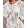 CUPSHE Women Crochet Swimsuit Cover Ups One Shoulder Long Sleeve Beach Coverup Tops(White)
